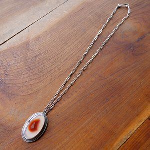 Agate Pendant, Sterling Silver Necklace